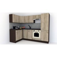 Bucatarie de Colt GENA NEW 1 ST. 140-250, Cu Corp de Cuptor, Wenge / Decor K002